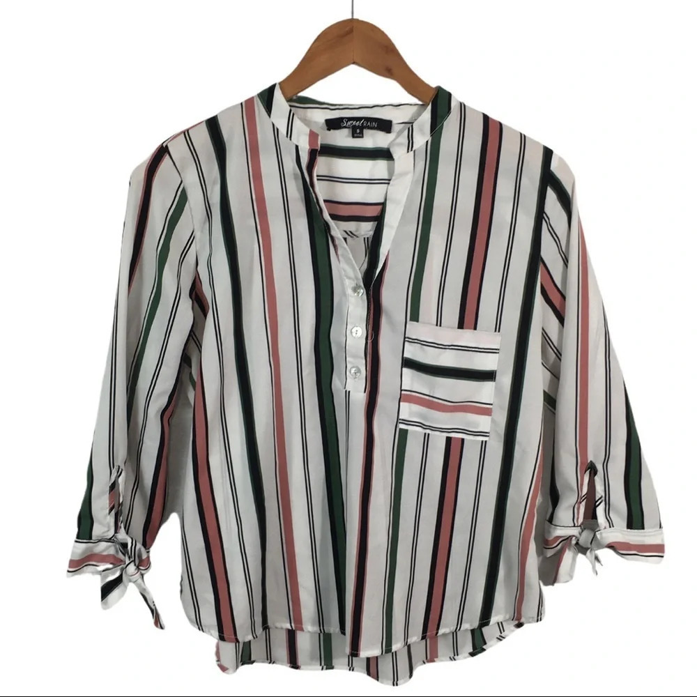 WS750 Sweet Rain Trendy Striped Blouse Top S